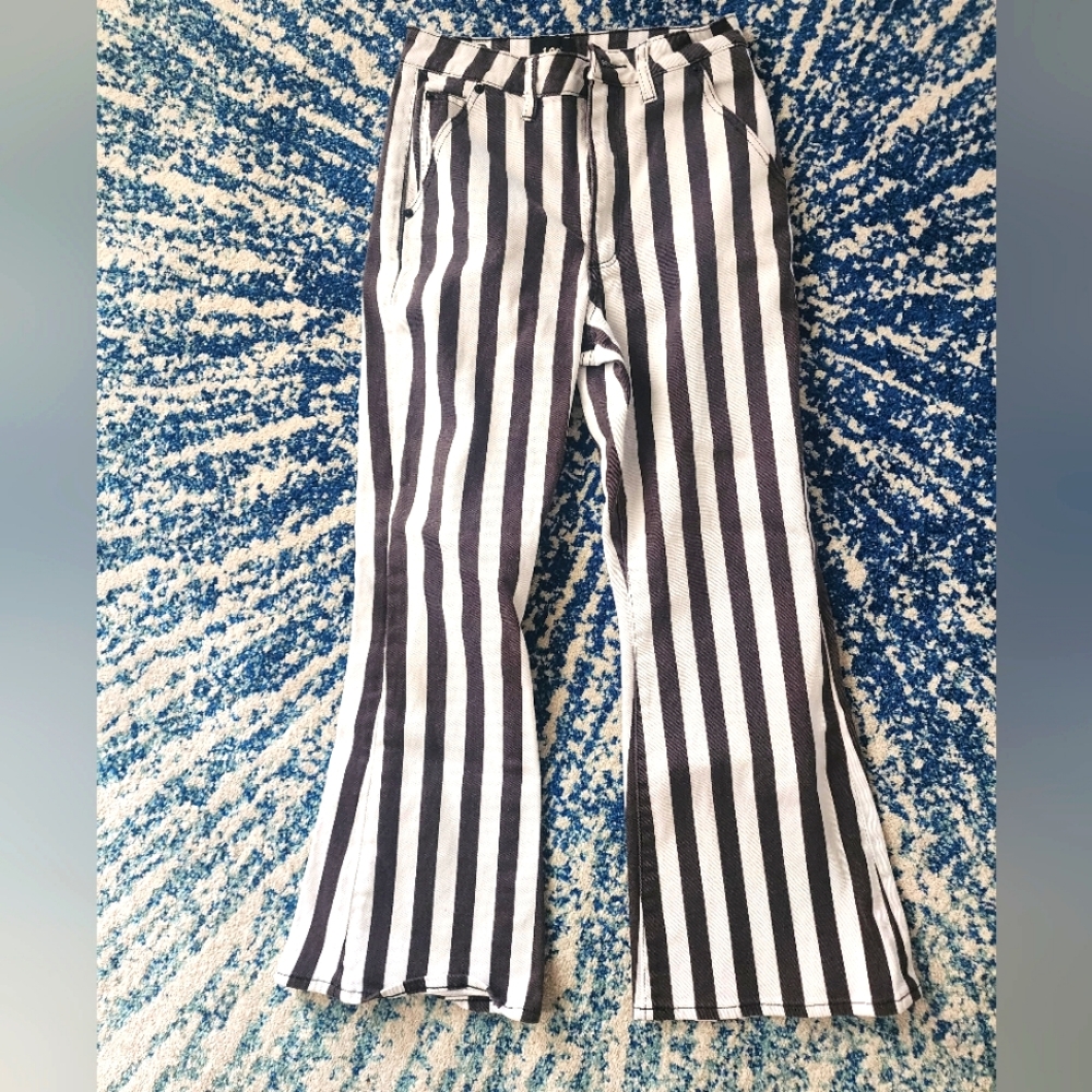 Vintage Lee Crop Flare Striped Jeans Size 27